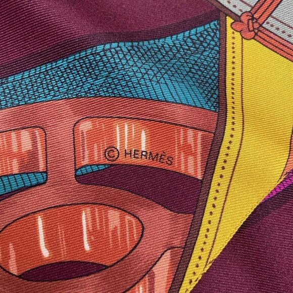 HERMES Maxi Twilly - Purple Blue Gray Multi Scarf 227-072625 - Picture 3 of 5